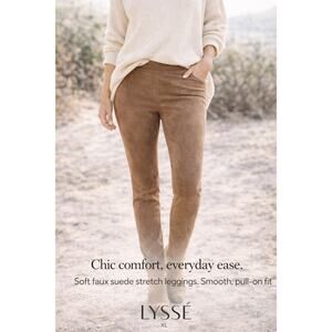 Lysse Faux Suede Pull On Leggings XL Brown Stretch Pants